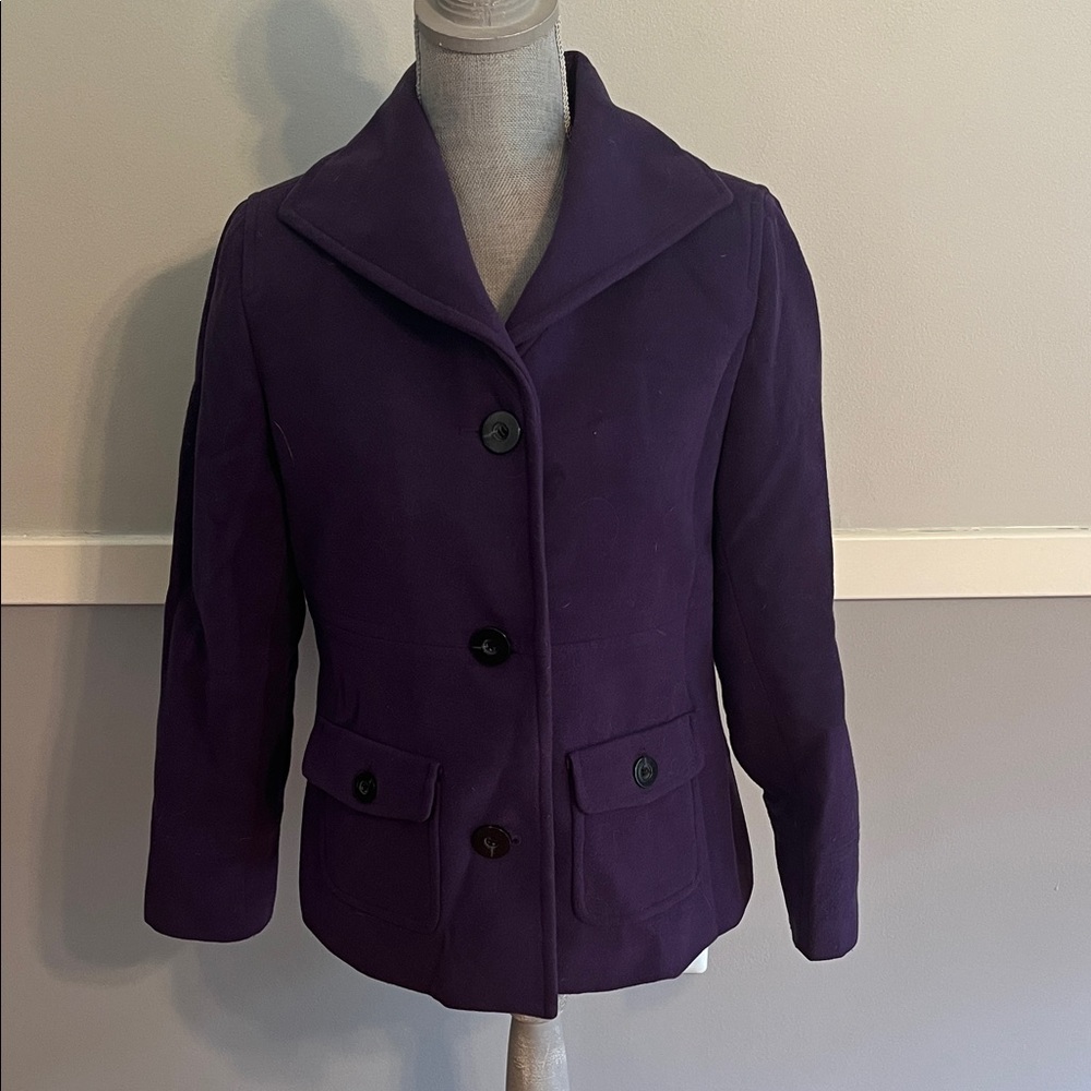 JM Collection Deep Purple Pea Coat
